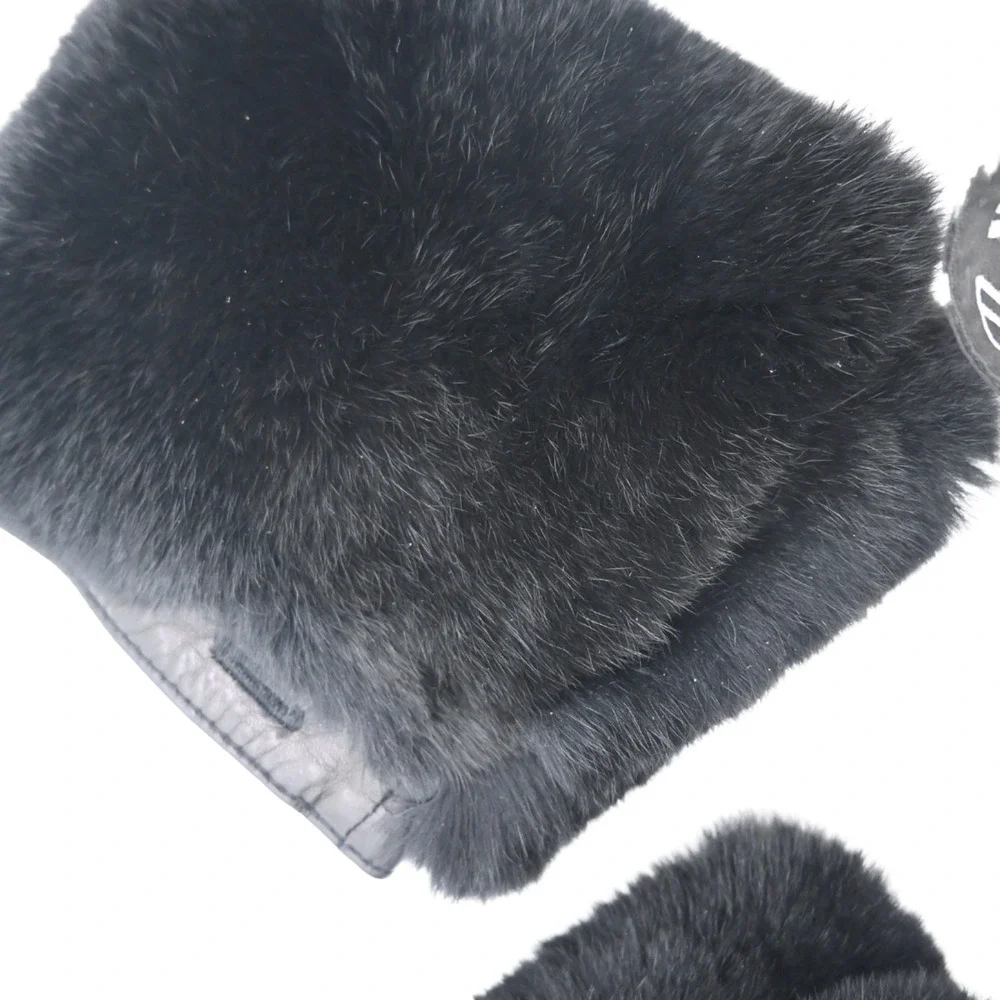 Faux-Fur & Leather Trim Sleeve Cuffs